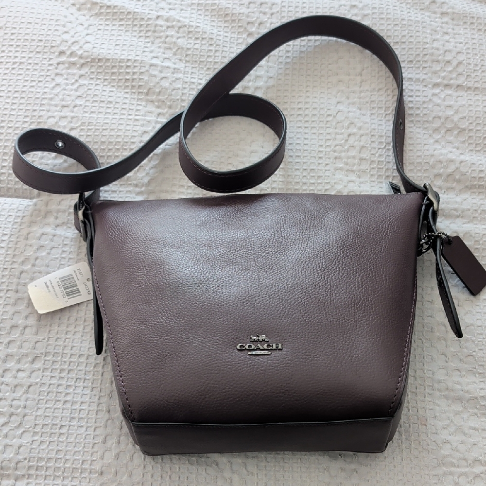 Coach Dark Purple Leather Shoulder Bag